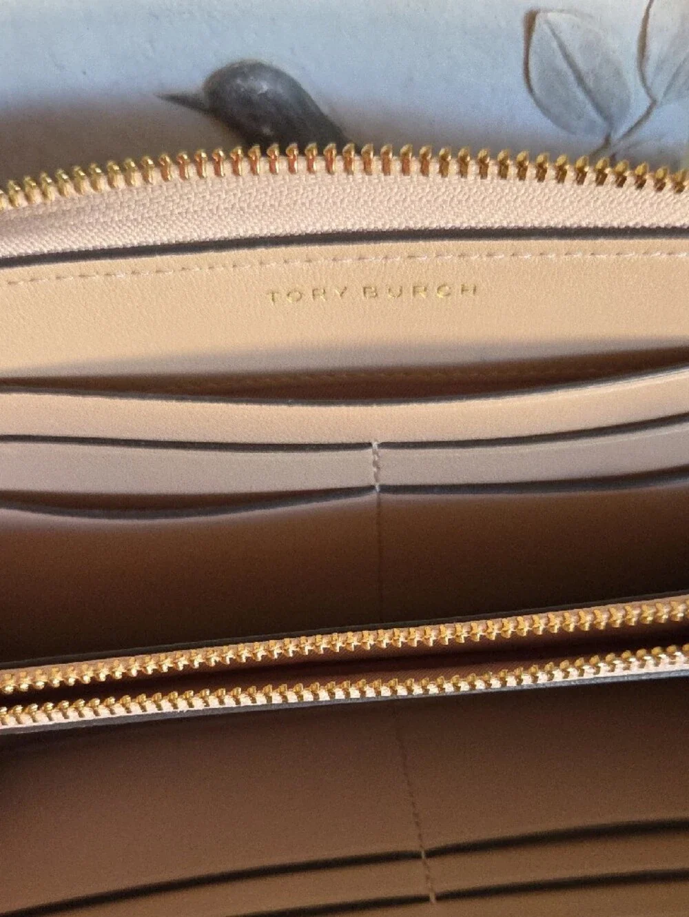 Tory Burch Kira Chevron Quilted Zip Continental Wallet Beige or Almond Shade